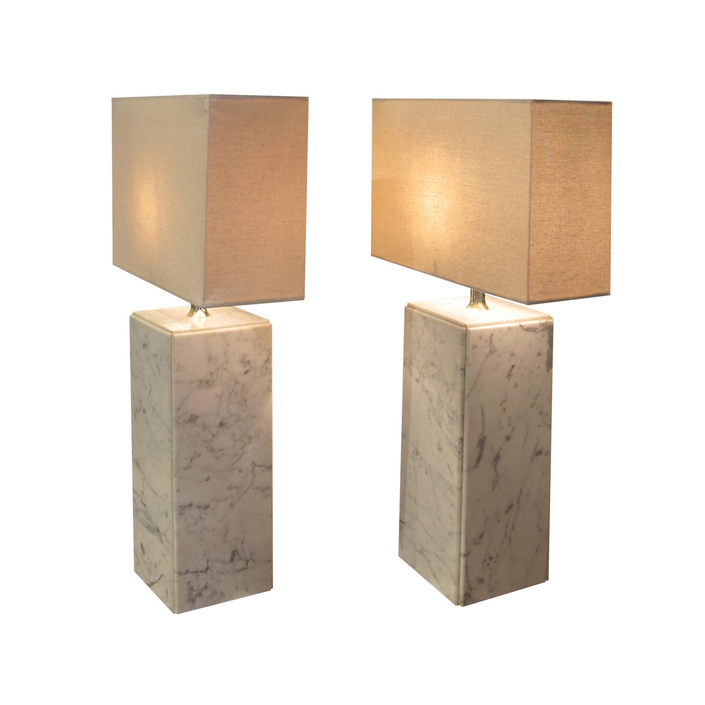 Mid century white marble table lamps