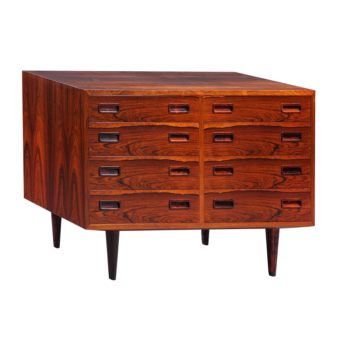 A mid century Danish rosewood chest of drawers