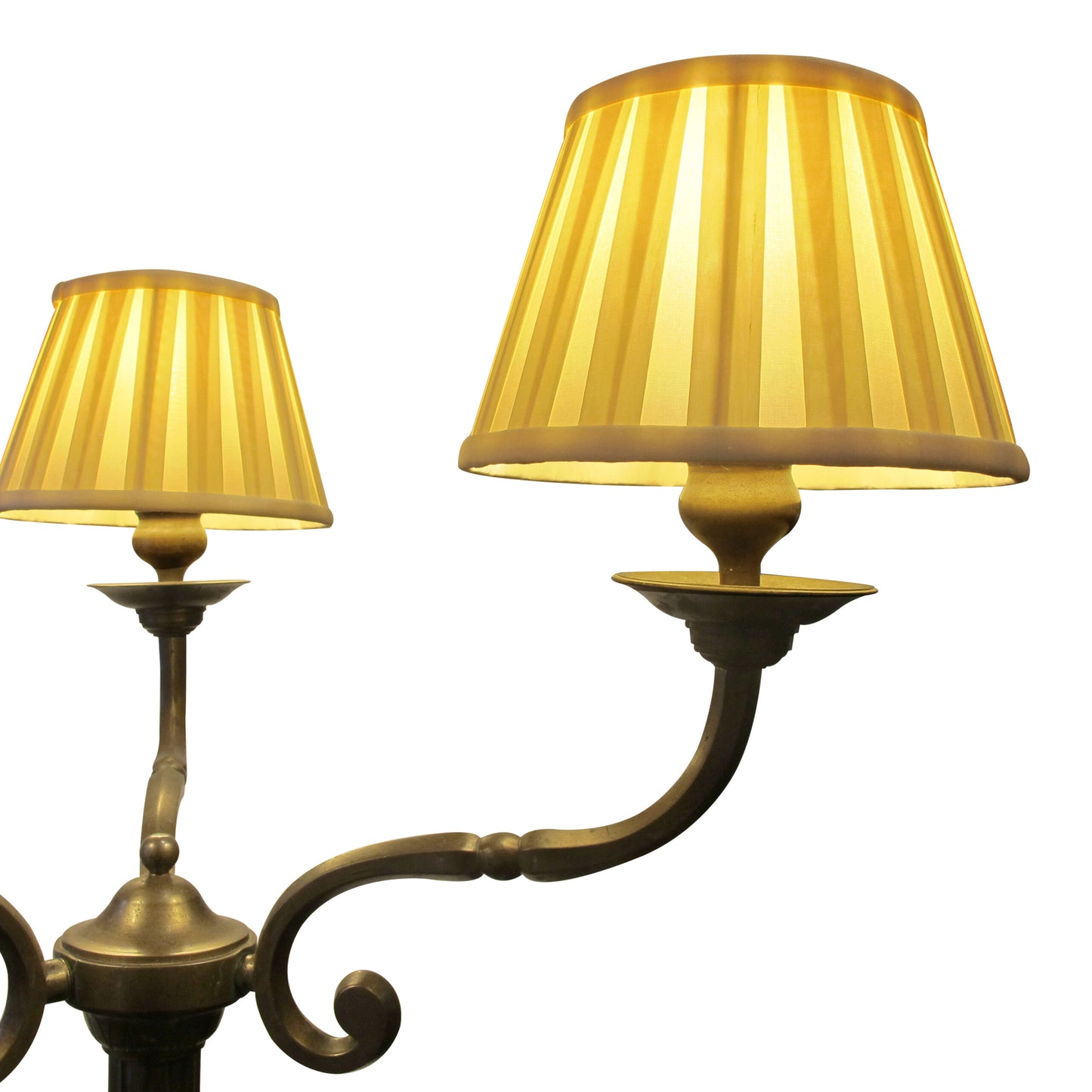 Pair of Large Three Arms Solid Bronze Table Lamps circa 1900, French