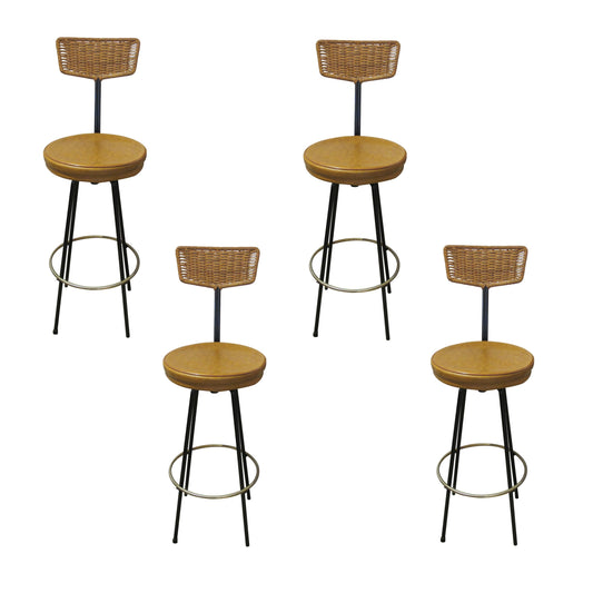 A set of 4 swivelling bar stools, French 1950's