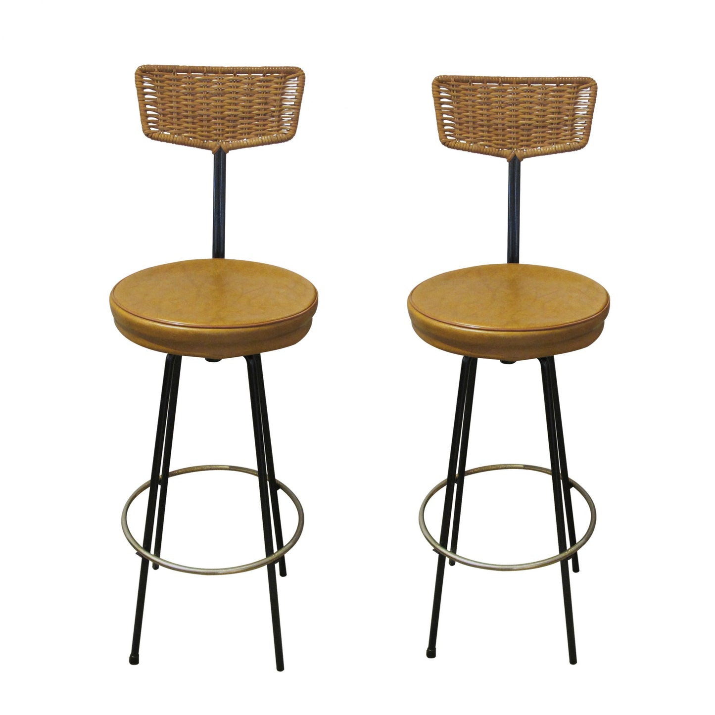 A set of 4 swivelling bar stools, French 1950's