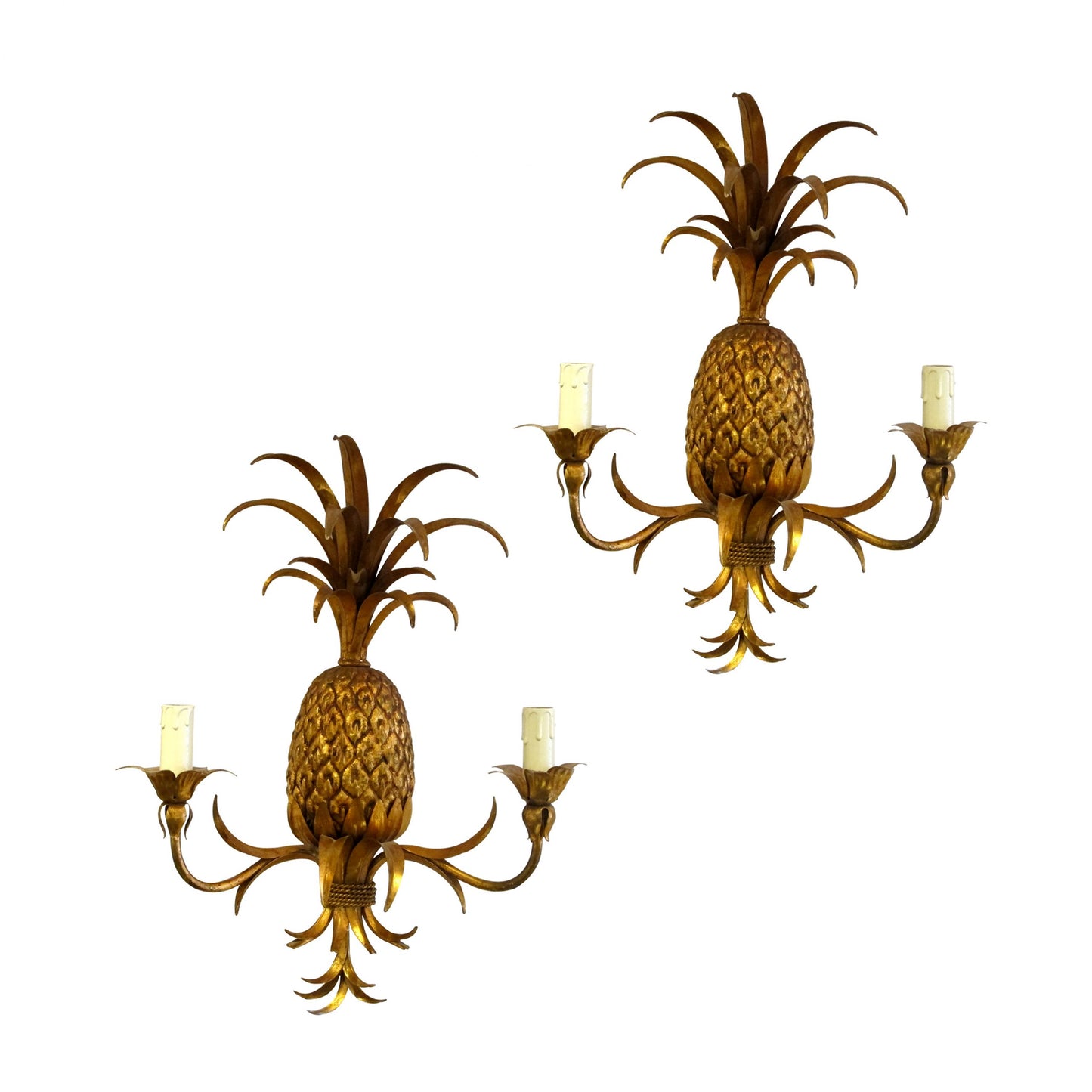 A pair of pineapple wall lights, Italian 1950's