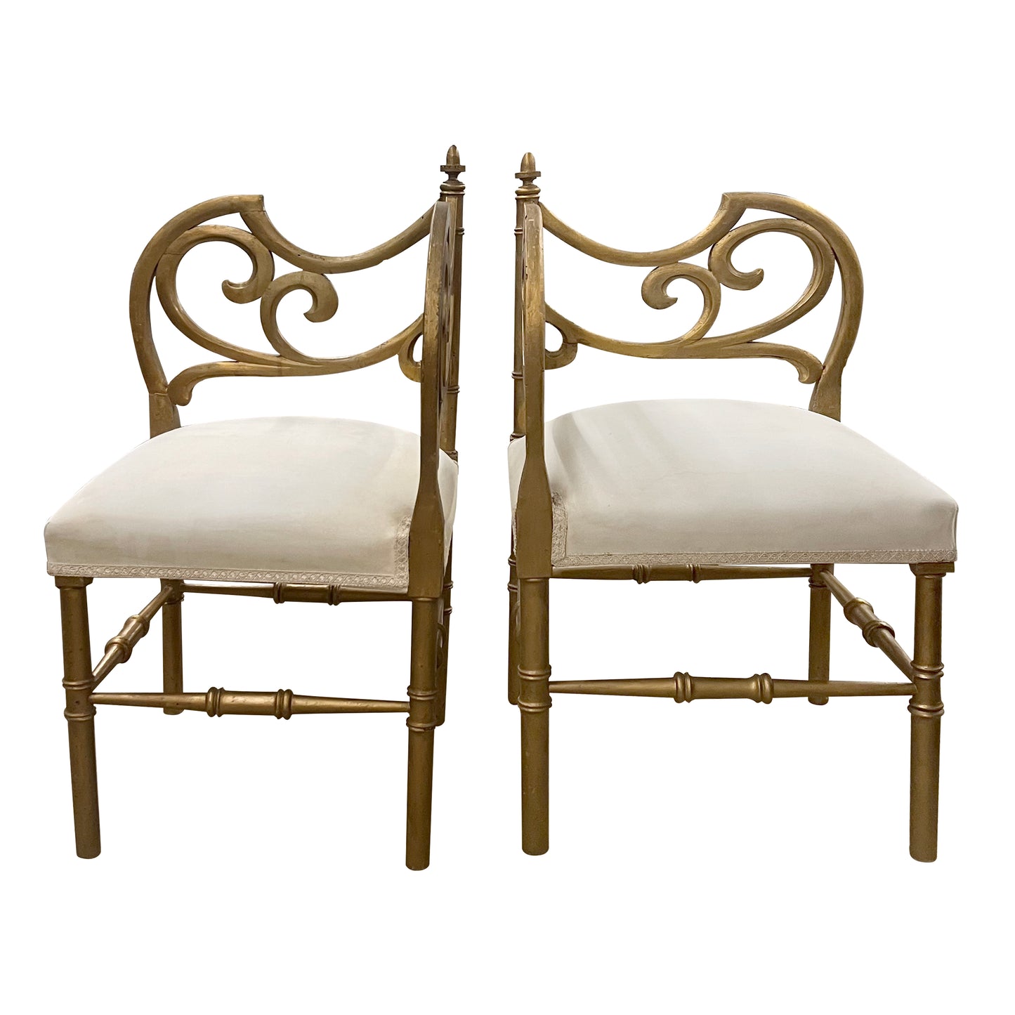 Pair of French Art Nouveau Gilt Wood Corner Chairs, 1900s