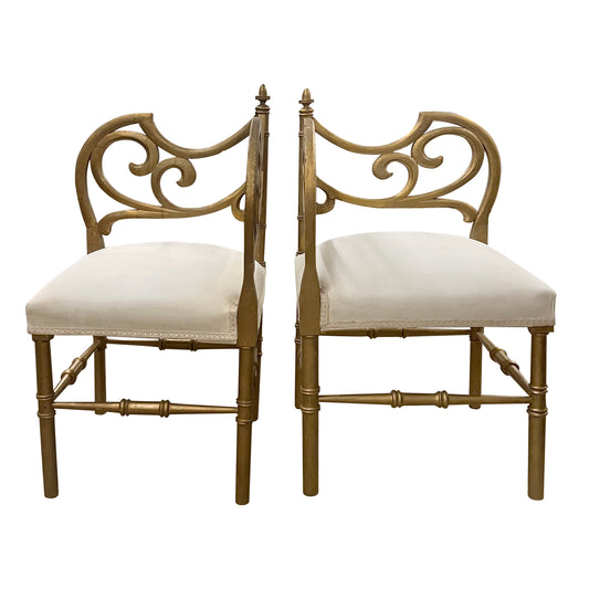 Pair of French Art Nouveau Gilt Wood Corner Chairs, 1900s