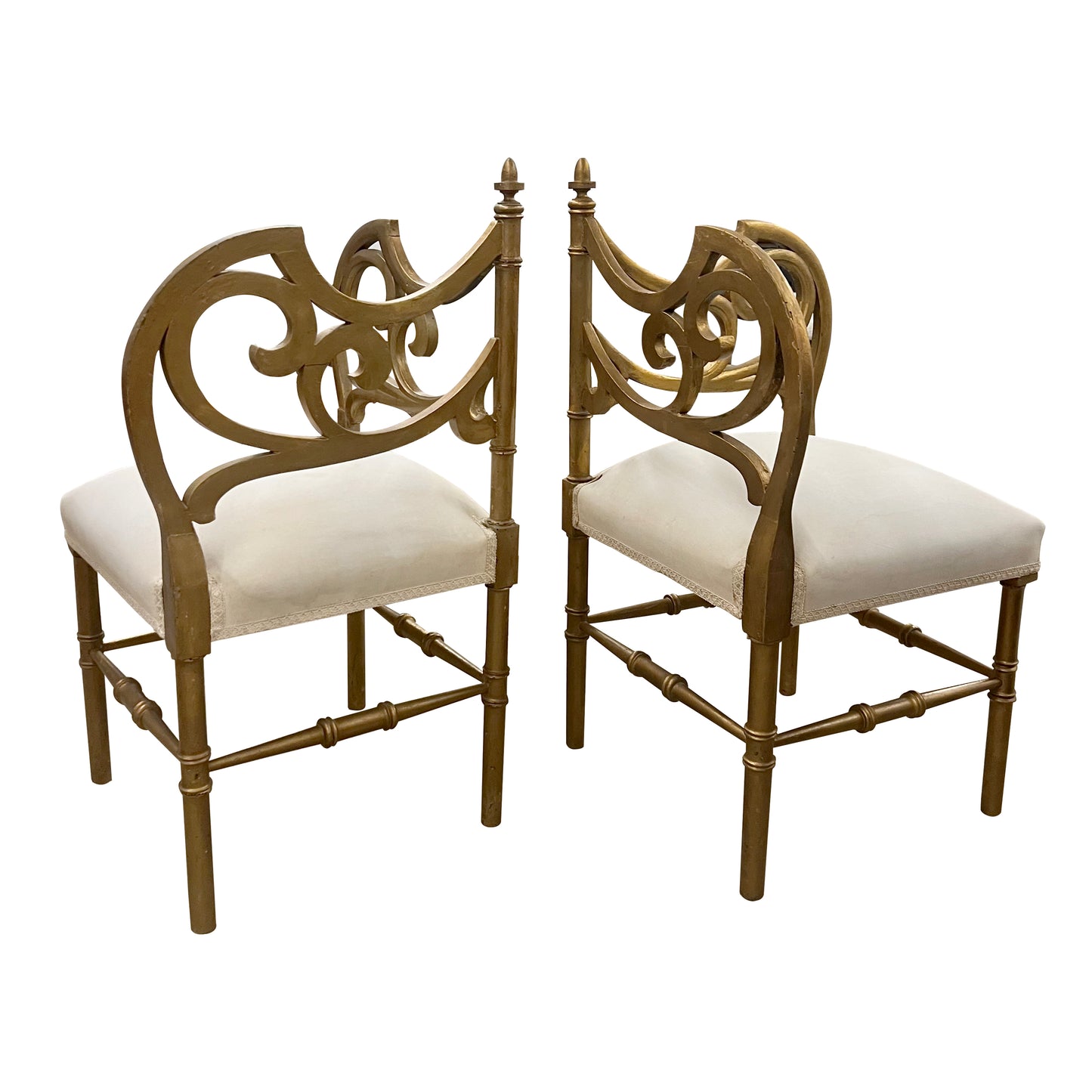 Pair of French Art Nouveau Gilt Wood Corner Chairs, 1900s