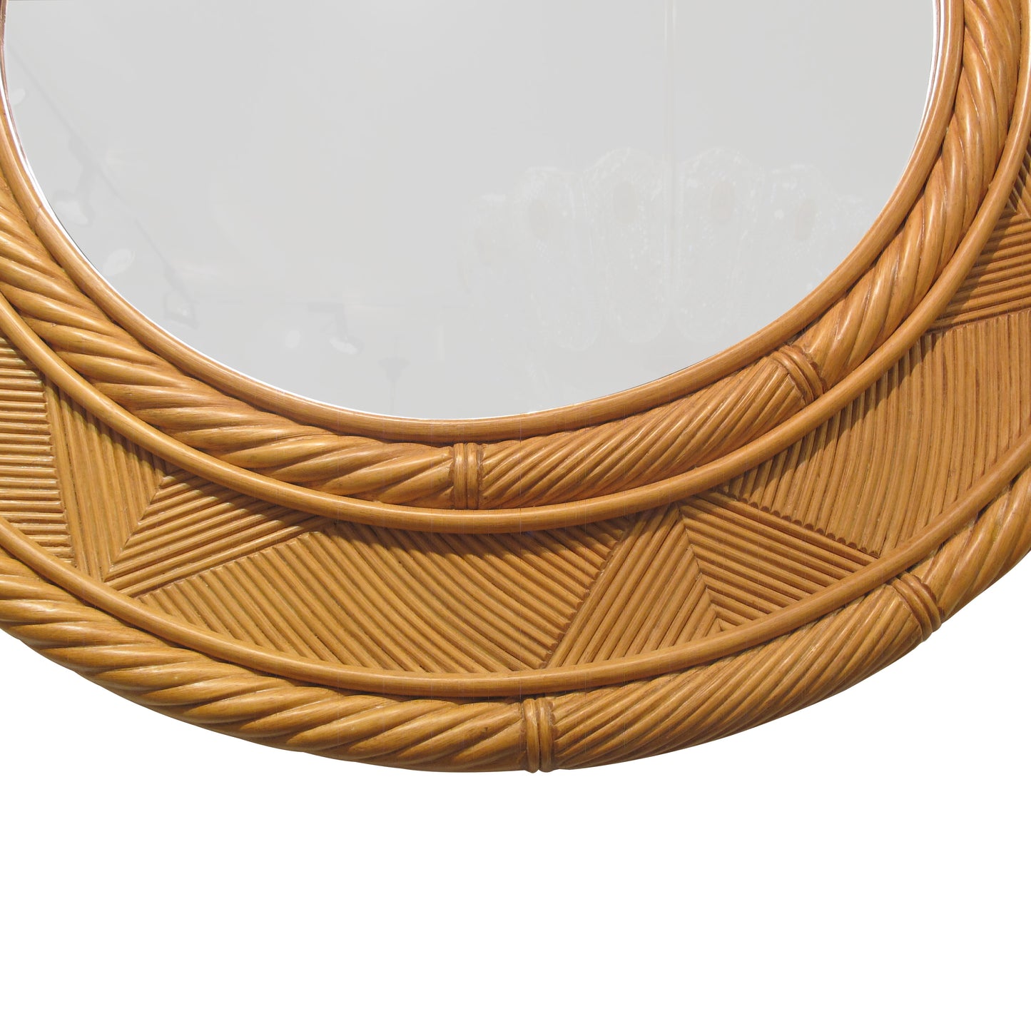 1980s Swedish Round Wooden Reeded Mirror – Vintage Scandinavian Design