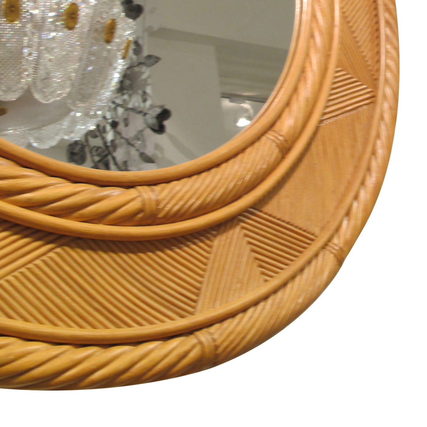 1980s Swedish Round Wooden Reeded Mirror – Vintage Scandinavian Design