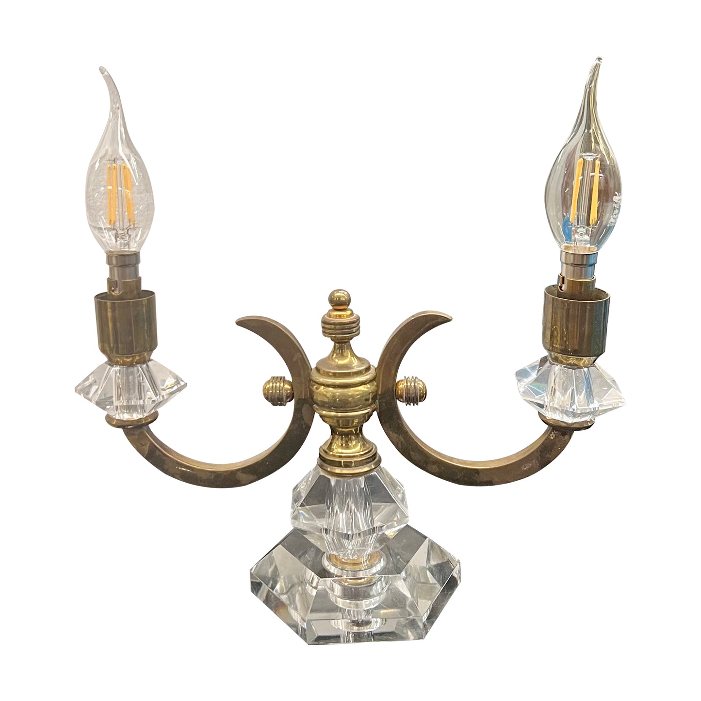 Pair of 1940s French Art Deco De Sèvres Crystal Table Lamps