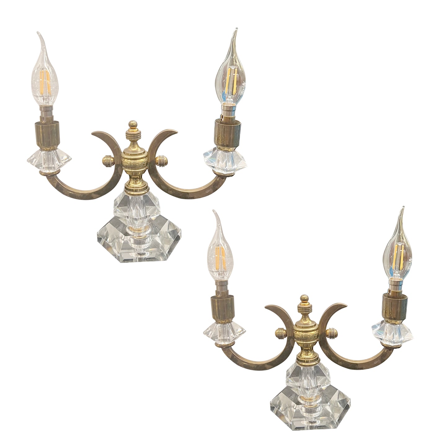 Pair of 1940s French Art Deco De Sèvres Crystal Table Lamps