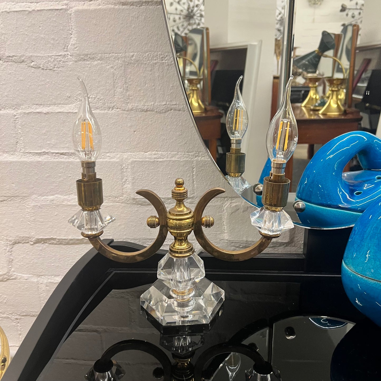 Pair of 1940s French Art Deco De Sèvres Crystal Table Lamps