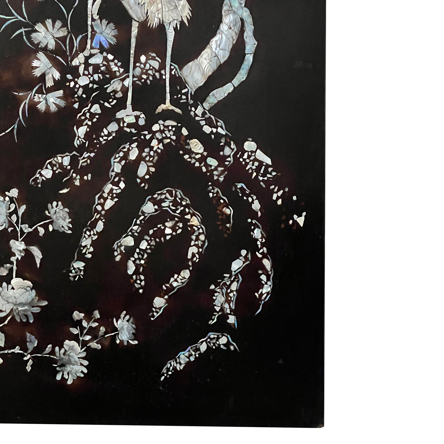 Early 20th Century Asian Black Lacquer Panel with Mother-of-Pearl Inlay