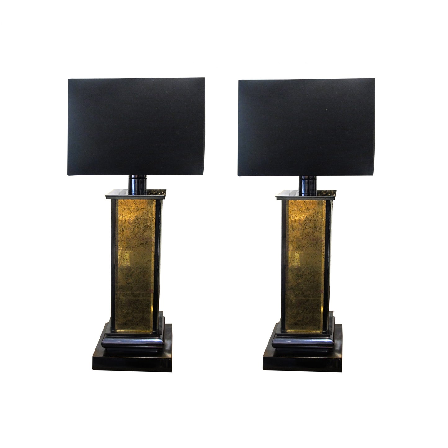 A pair of gold mirrored table lamps, 1970's