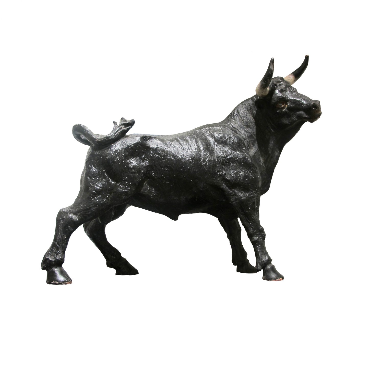 Mid-Century Large Hand-Crafted Plaster Sculpture of a Bull, Portuguese