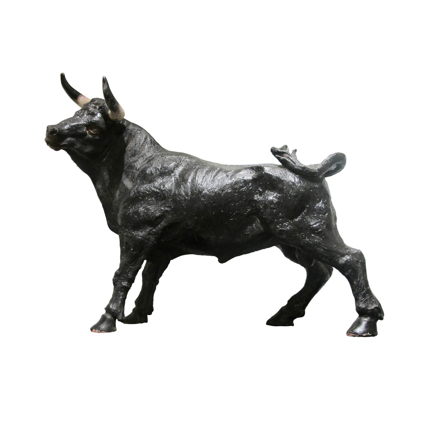 Mid-Century Large Hand-Crafted Plaster Sculpture of a Bull, Portuguese