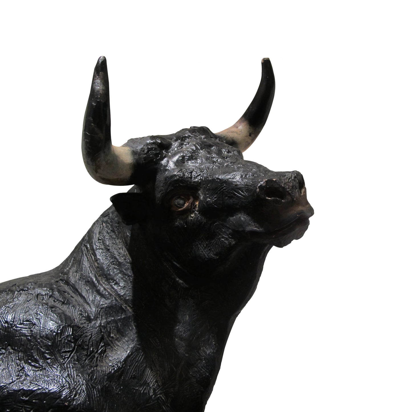 Mid-Century Large Hand-Crafted Plaster Sculpture of a Bull, Portuguese