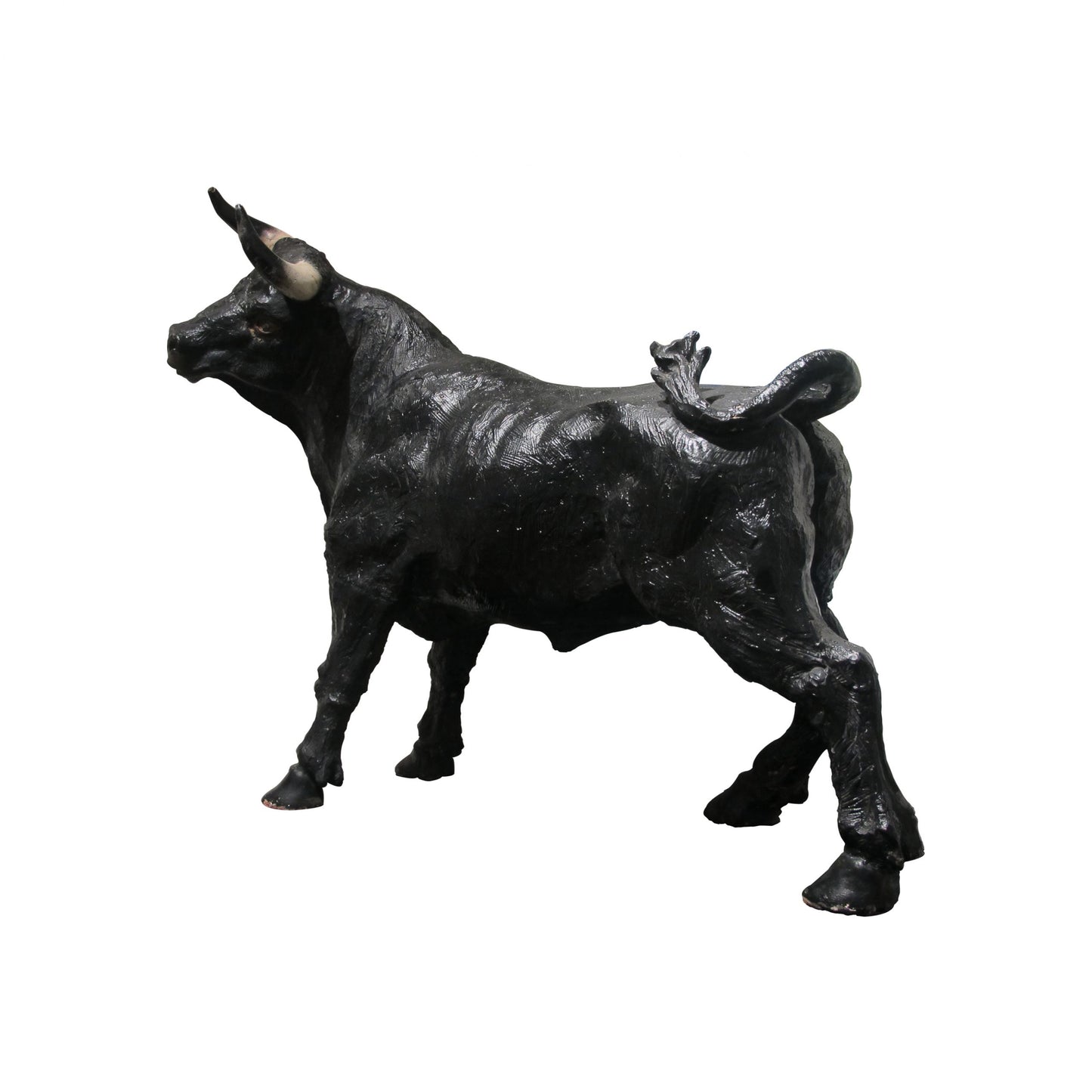 Mid-Century Large Hand-Crafted Plaster Sculpture of a Bull, Portuguese