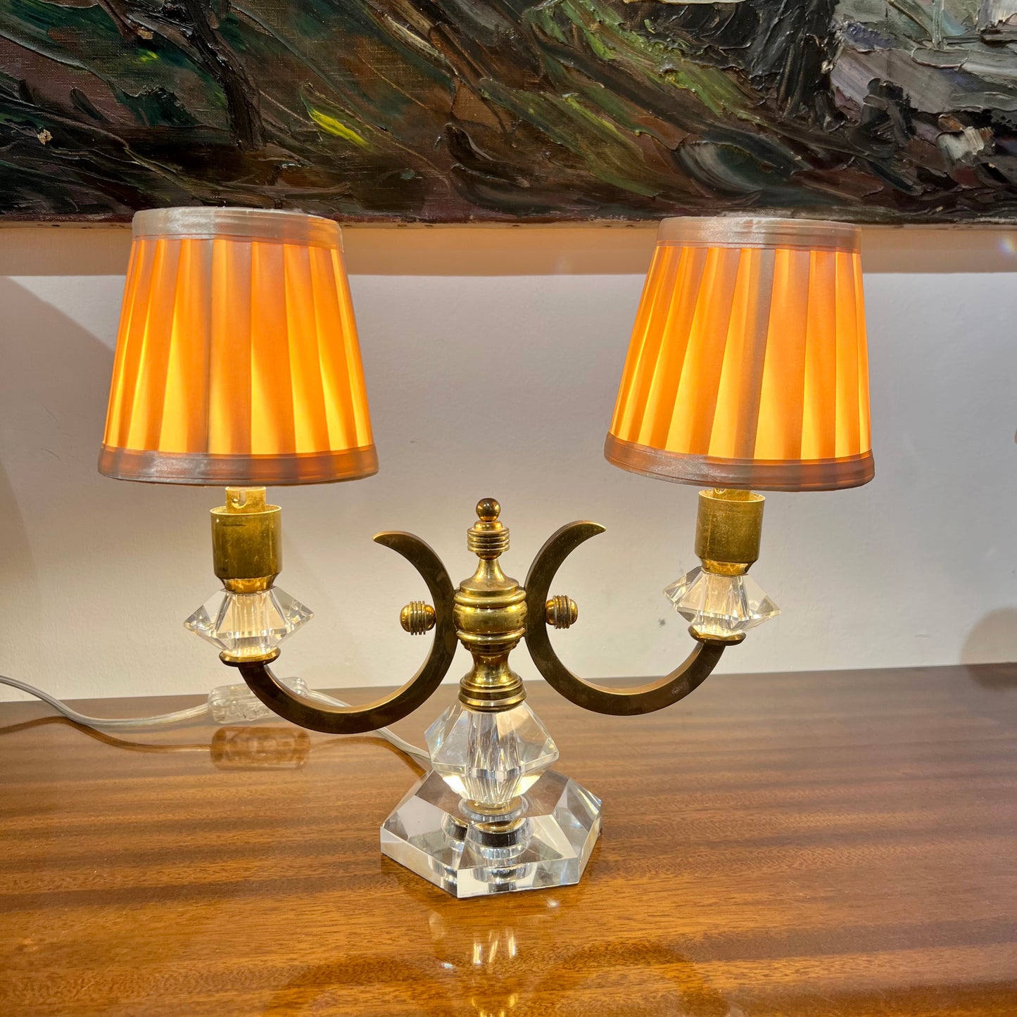 Pair of 1940s French Art Deco De Sèvres Crystal Table Lamps
