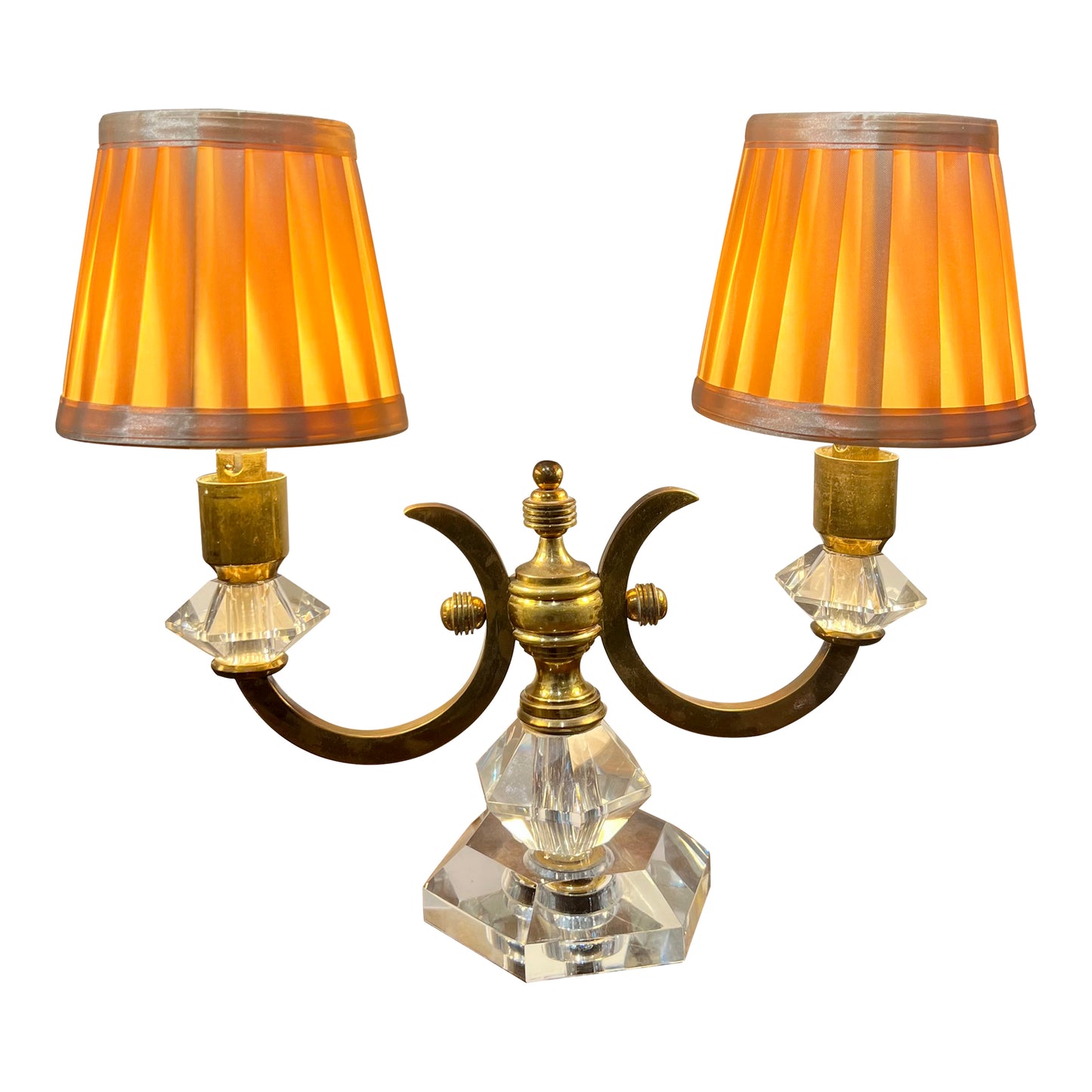 Pair of 1940s French Art Deco De Sèvres Crystal Table Lamps