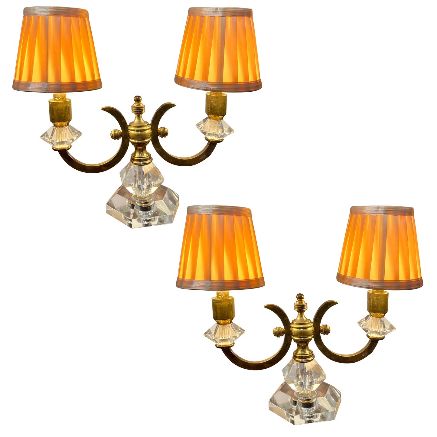 Pair of 1940s French Art Deco De Sèvres Crystal Table Lamps