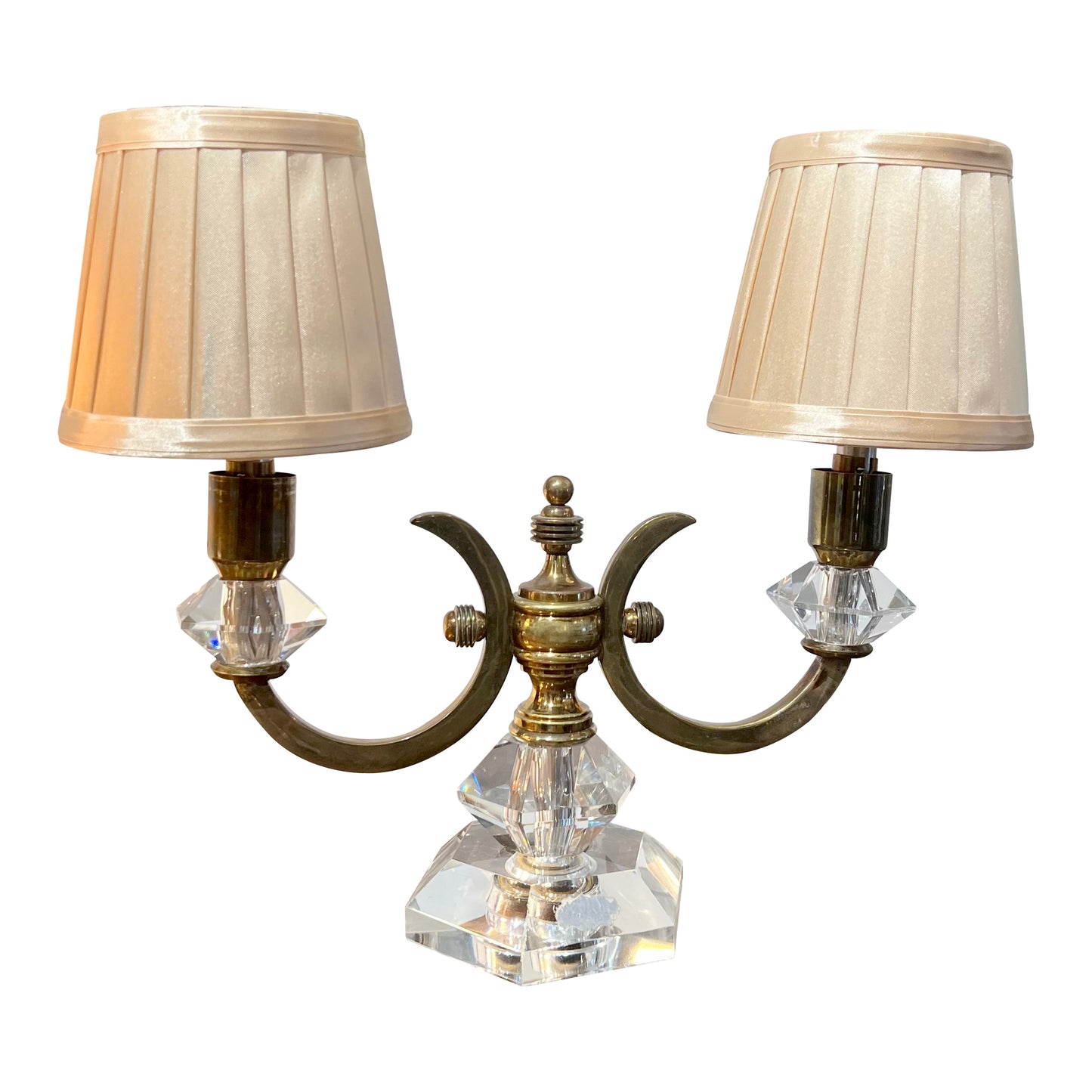 Pair of 1940s French Art Deco De Sèvres Crystal Table Lamps