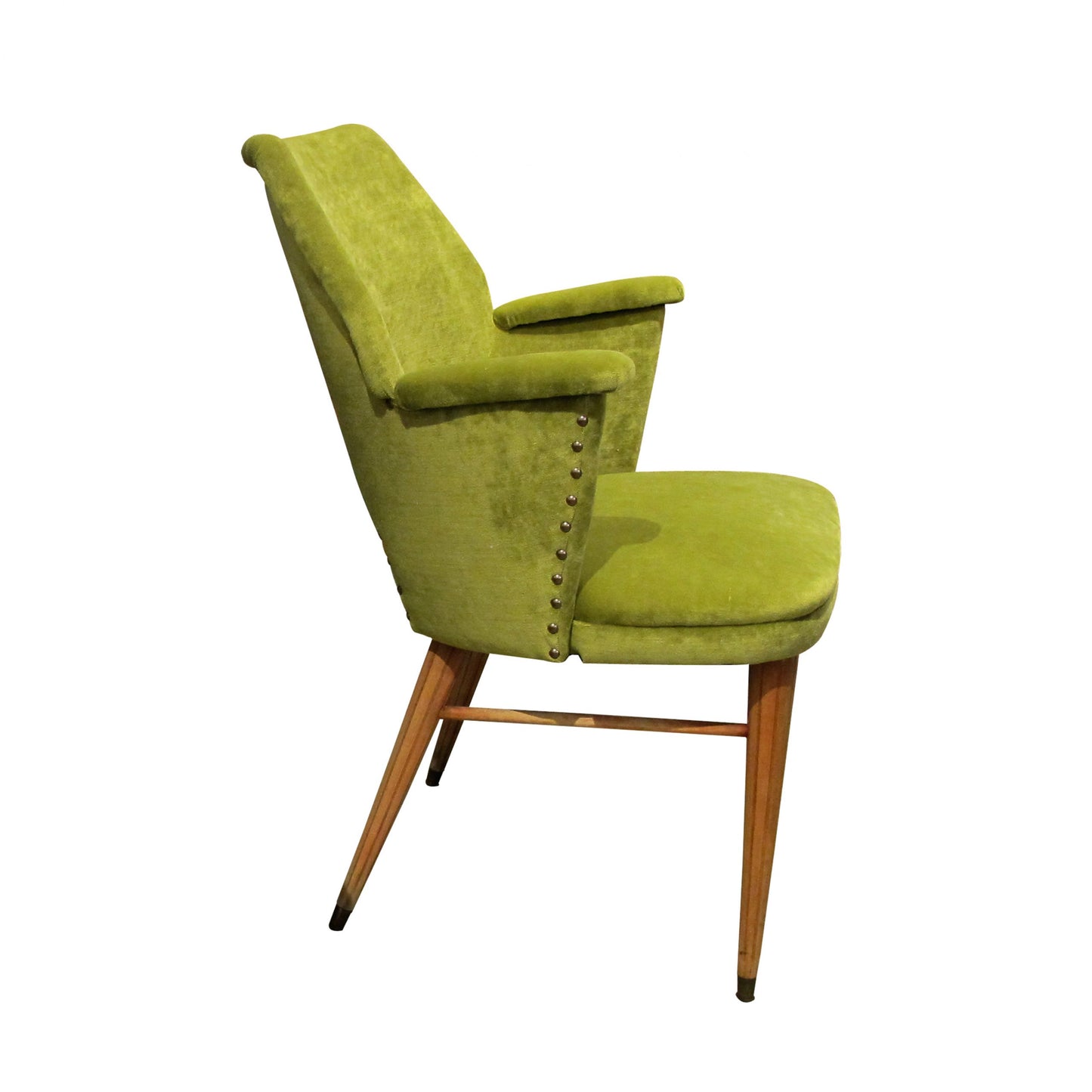 Pair of occasional chairs, 1950's Swedish, upholstered in green velvet