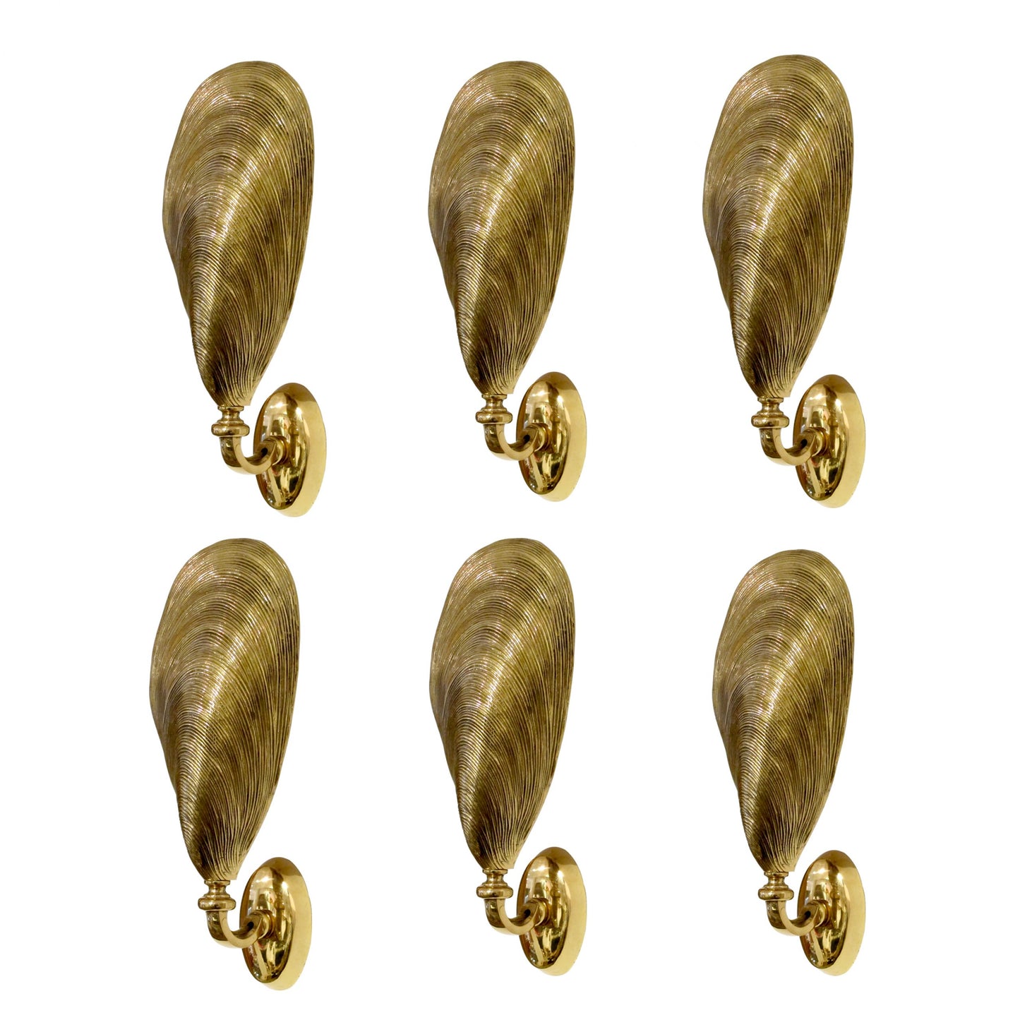 set of 6 bronze mussel shaped wall lights by Maison Jansen