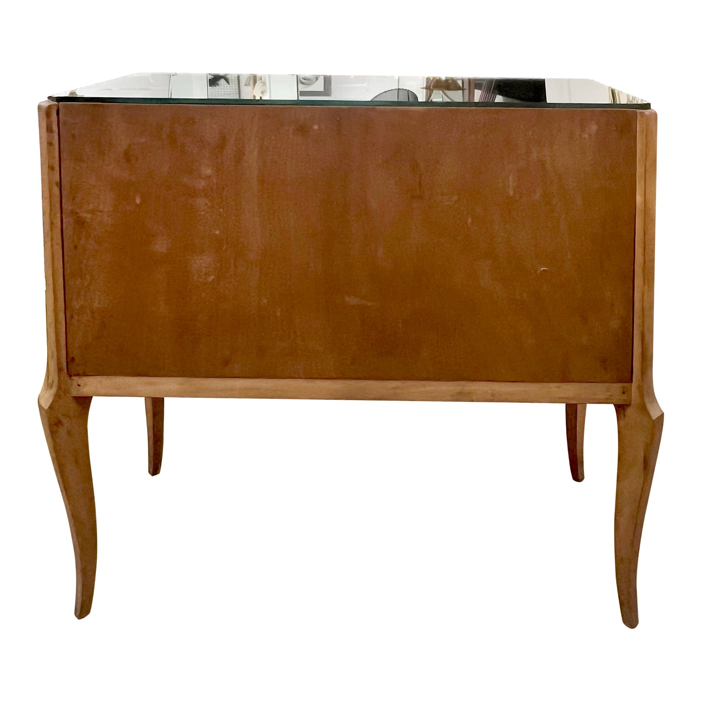 1950s French Mirrored Chest of Drawers with Etched Floral Decoration