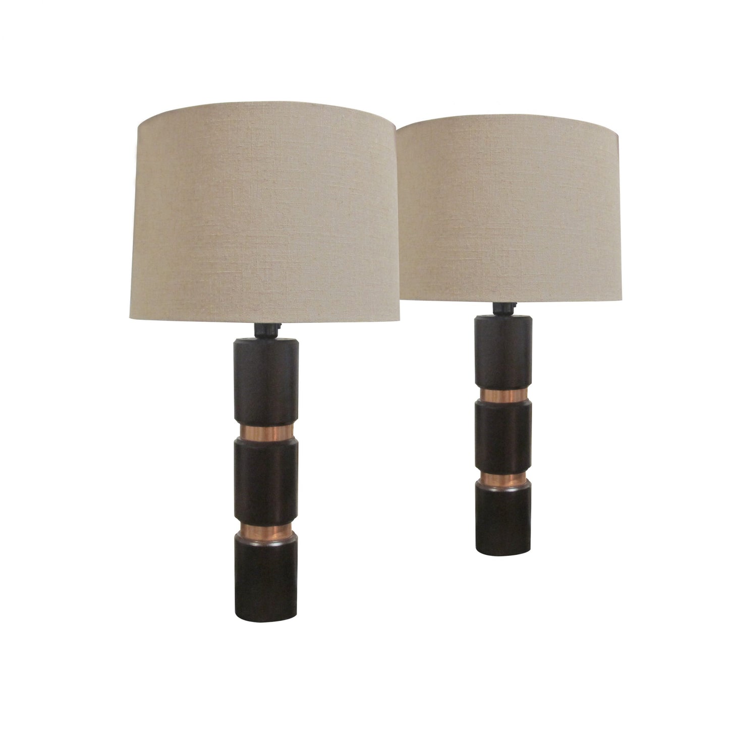 Pair of mid century Scandinavian cylinder table lamps