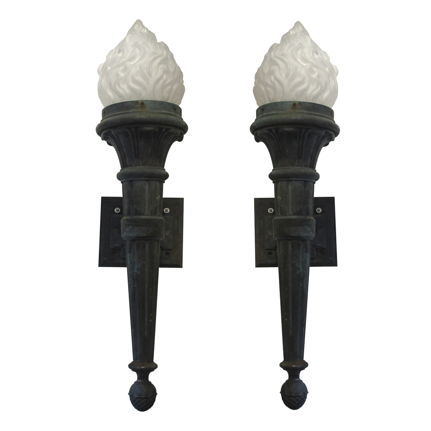 Pair of large bronze torches, english C. 1880