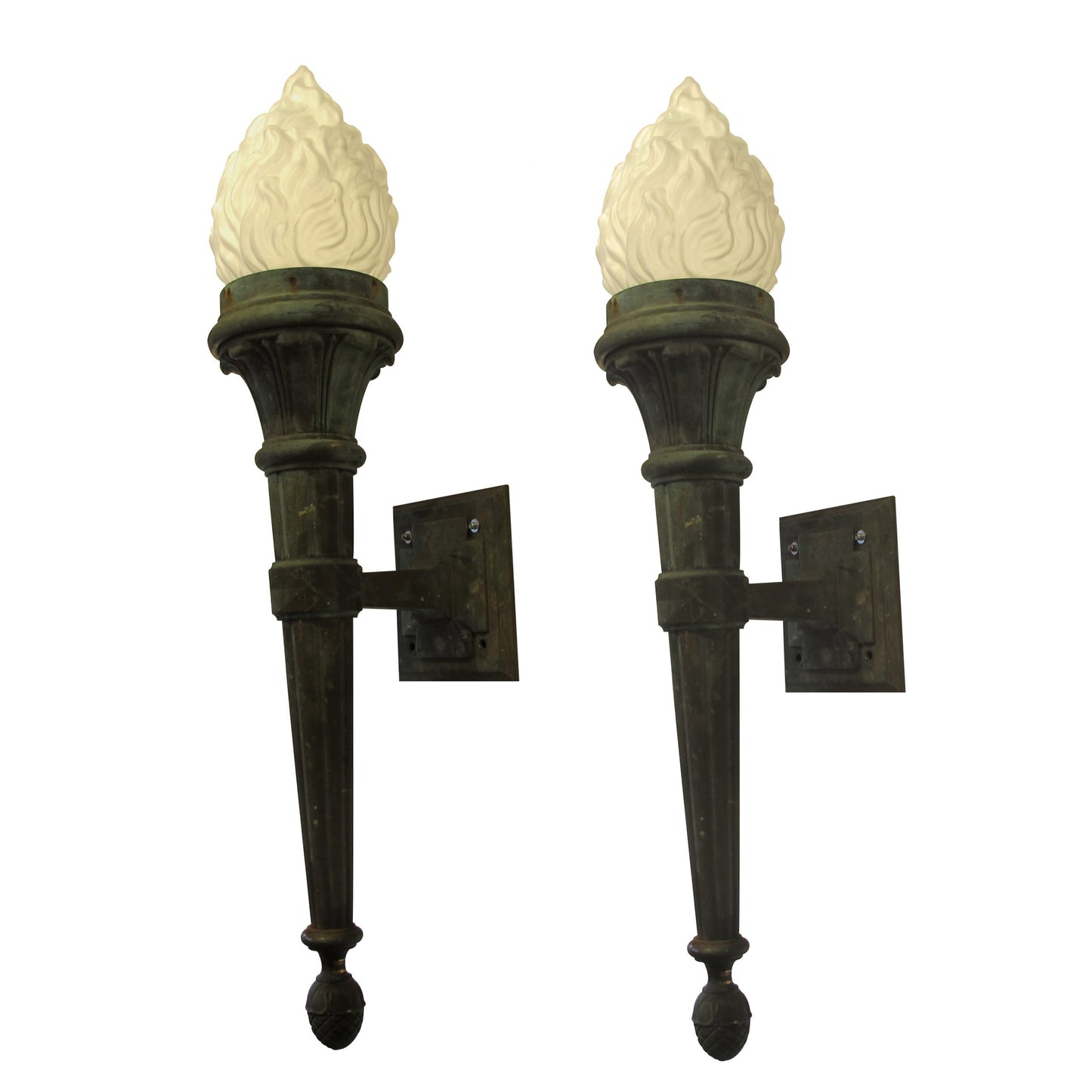 Pair of large bronze torches, english C. 1880