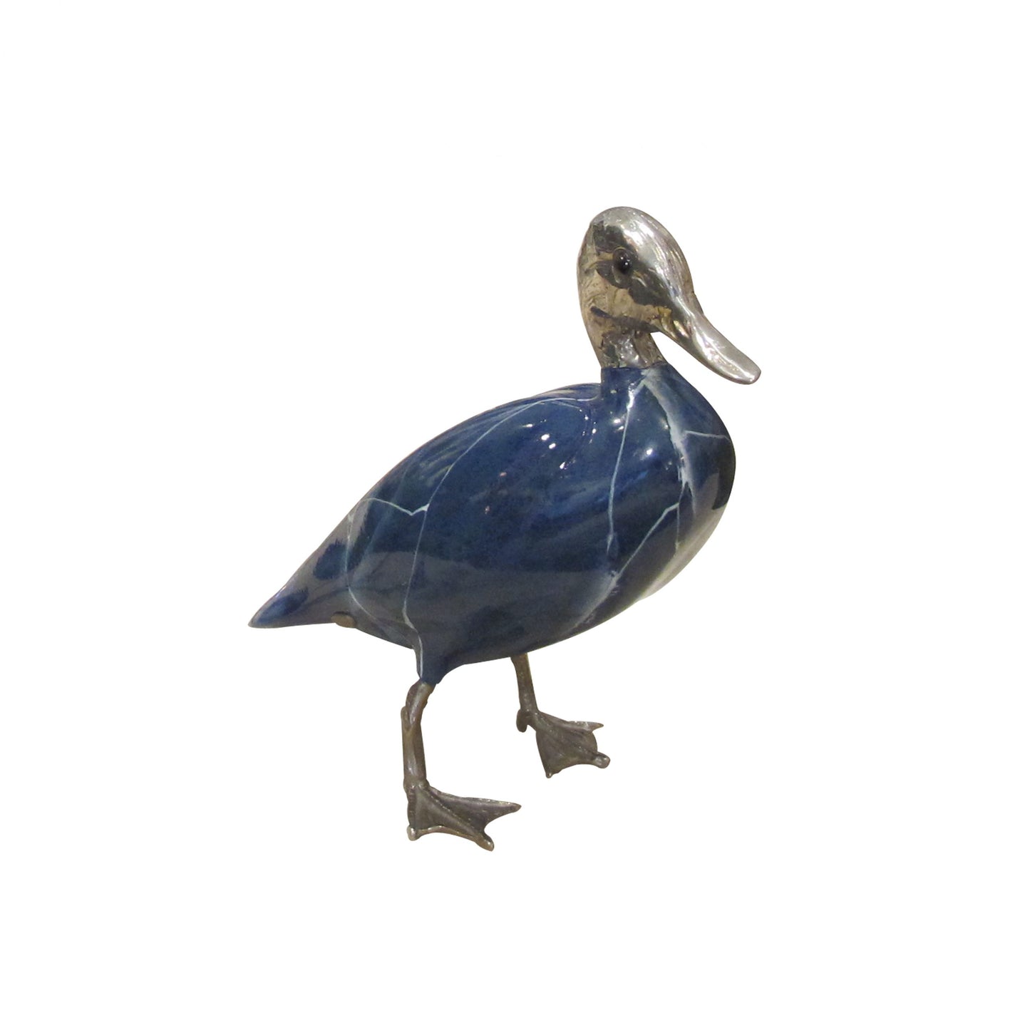 A 1970's Heron and Duck figures with silver plated heads