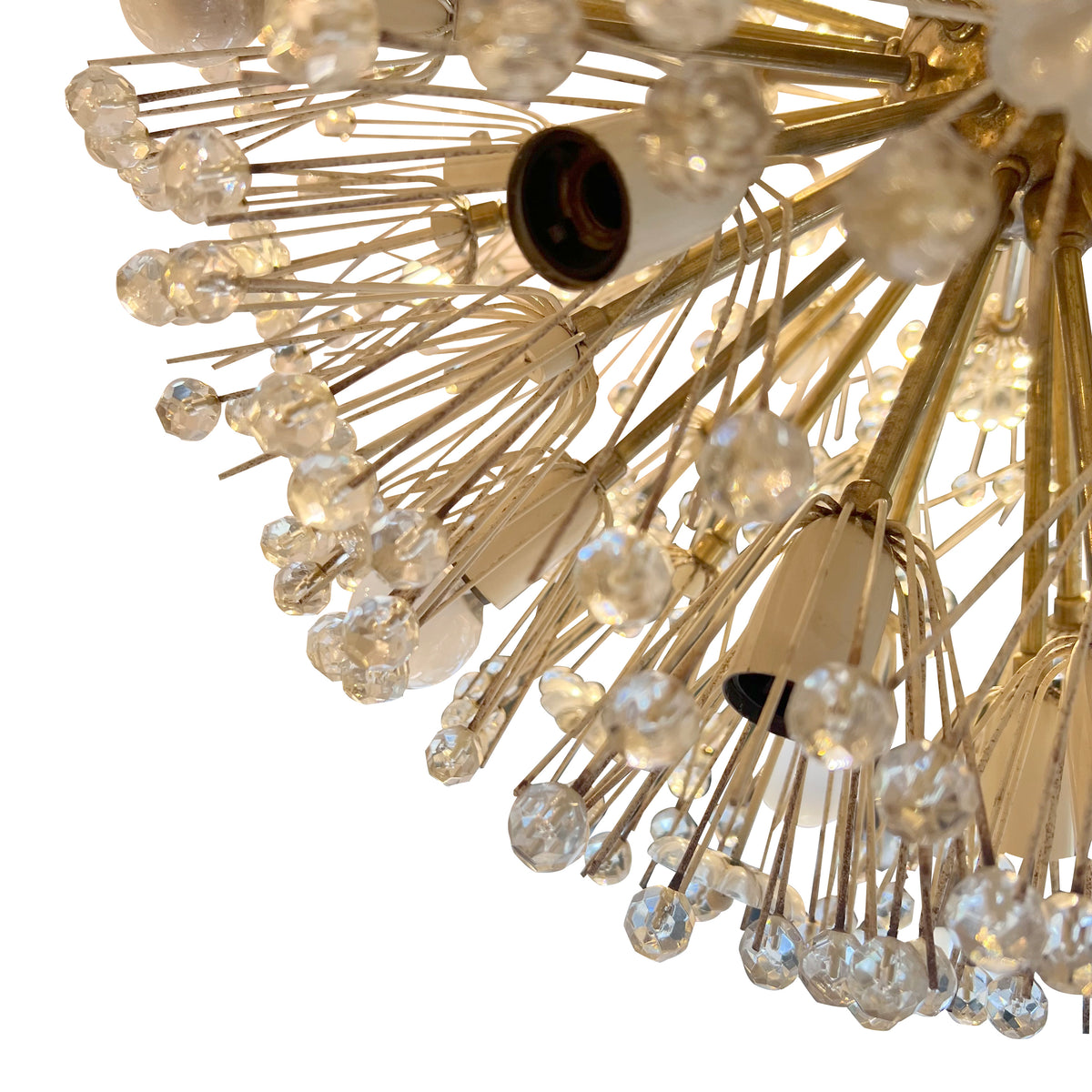 Pair of Large Dandelion / Snowball Crystal Chandeliers by Emil Stejnar for Rupert Nikoll, 1950s