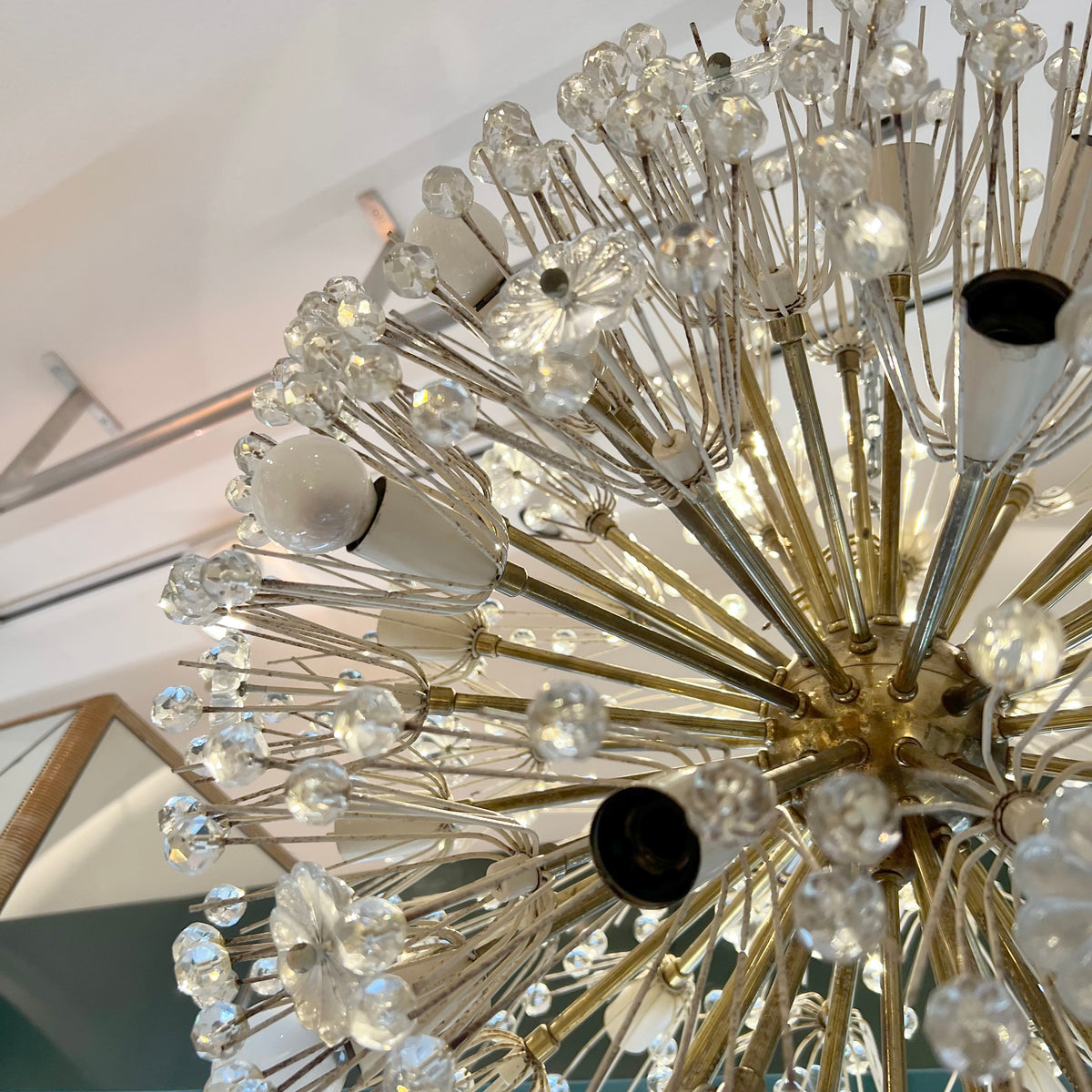 Pair of Large Dandelion / Snowball Crystal Chandeliers by Emil Stejnar for Rupert Nikoll, 1950s