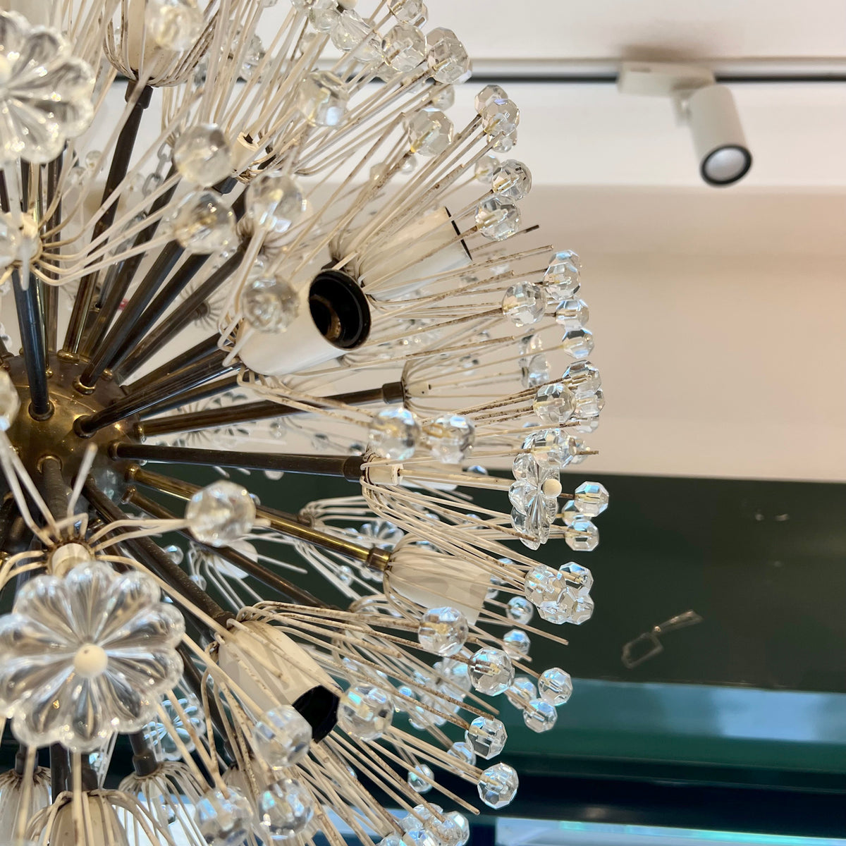 Pair of Large Dandelion / Snowball Crystal Chandeliers by Emil Stejnar for Rupert Nikoll, 1950s