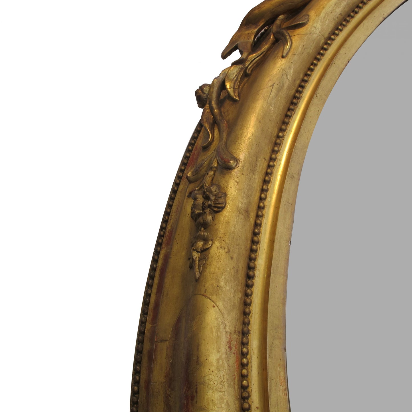 Pair of Circa 1860 Large French Napoleon III Large Carved Gilt Oval Mirrors