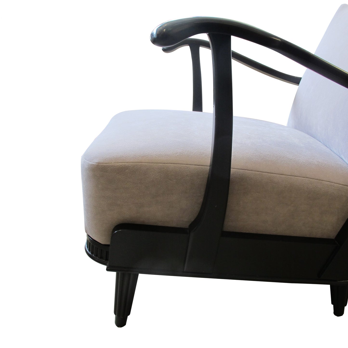 A pair of 1940's swedish Armchairs with a black wood frame