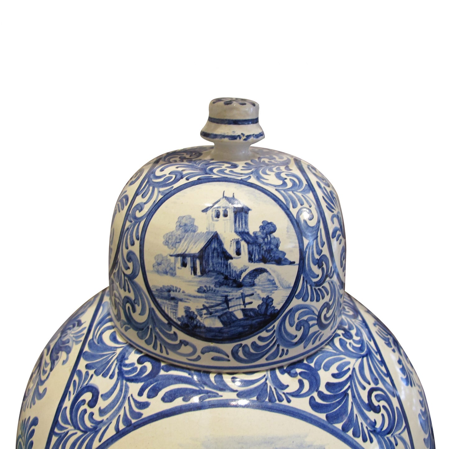 a pair late 19th century Dutch delft vases with lids