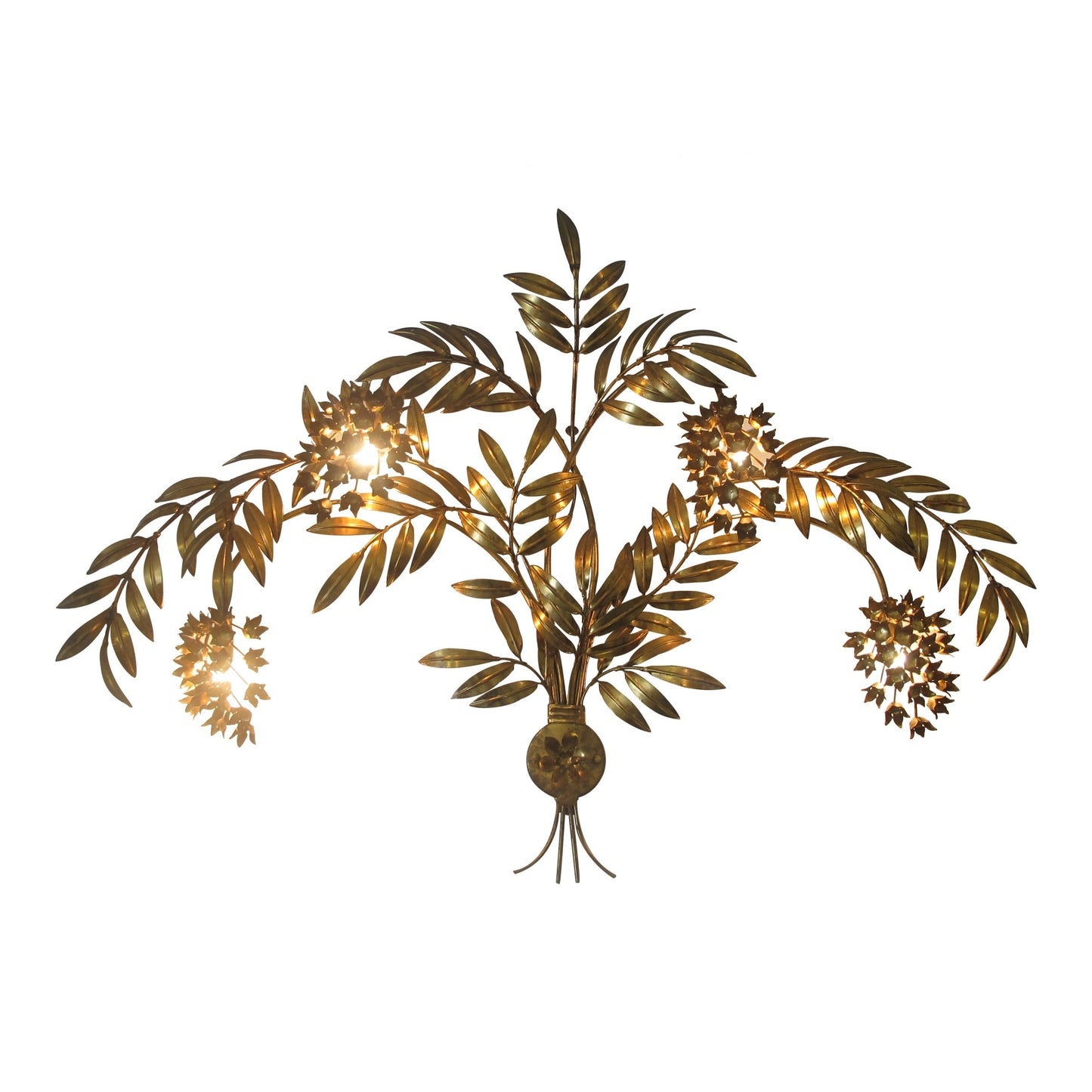 1960s, German Gilt metal Wisteria Wall Light, Model “Pioggia d'Ore” by Hans Kögl