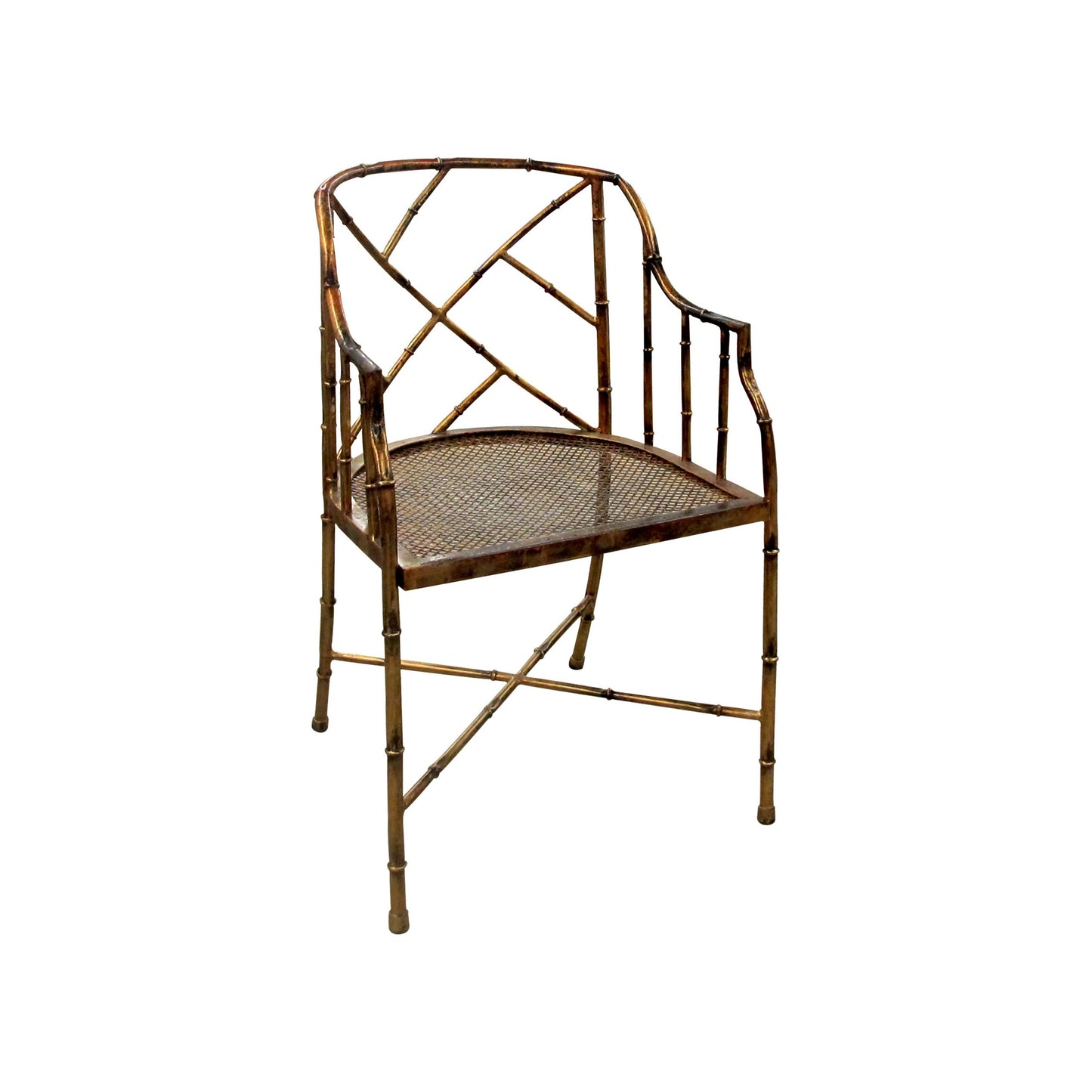 An occasional gilt metal faux bamboo single chair, 1970's