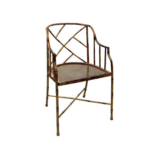 An occasional gilt metal faux bamboo single chair, 1970's