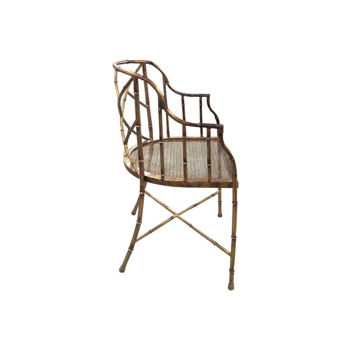 An occasional gilt metal faux bamboo single chair, 1970's