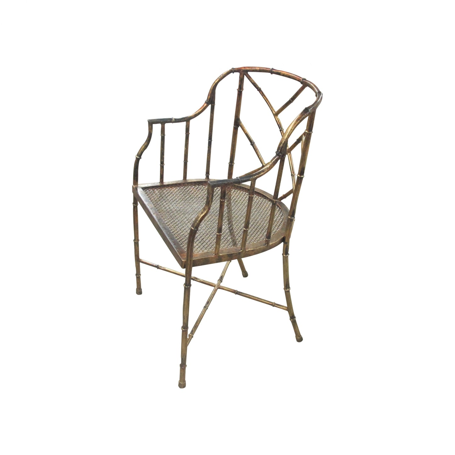 An occasional gilt metal faux bamboo single chair, 1970's