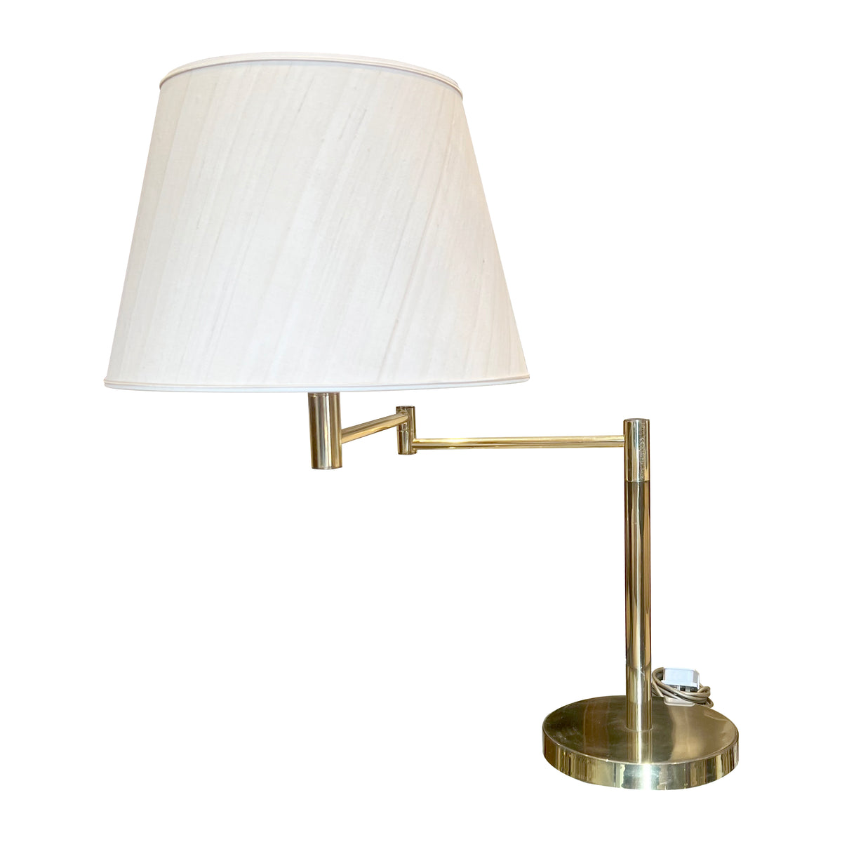 Large Swedish Table Lamp, Brass, Adjustable Swing Arm, 1970s