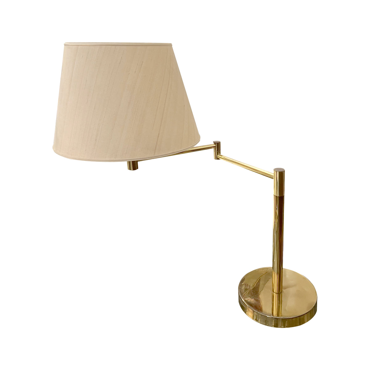 Large Swedish Table Lamp, Brass, Adjustable Swing Arm, 1970s