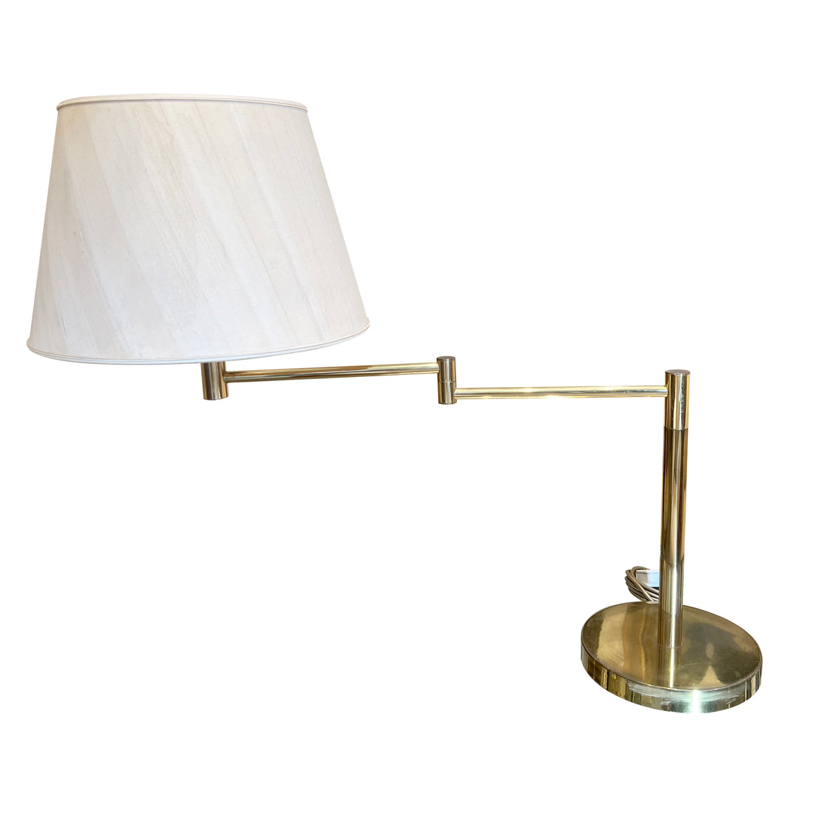 Large Swedish Table Lamp, Brass, Adjustable Swing Arm, 1970s