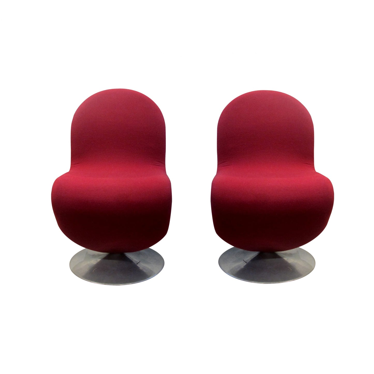 1970’s Danish Original Pair Of Verner Panton 1-2-3 SERIES Swivel Dining Chairs