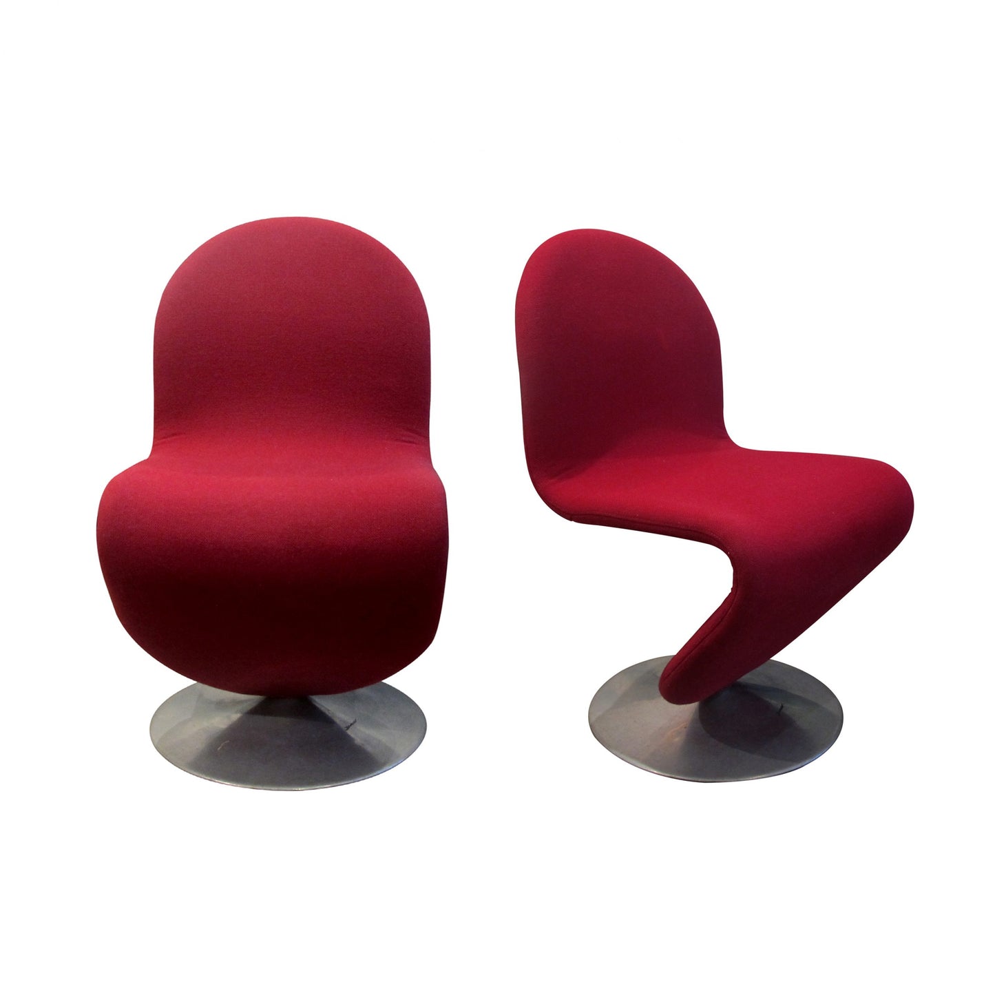 1970’s Danish Original Pair Of Verner Panton 1-2-3 SERIES Swivel Dining Chairs