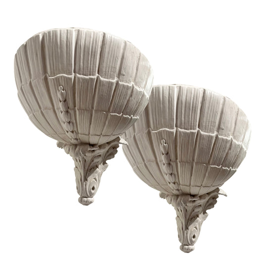 Pair of Scallop Shell Plaster Wall lights, English, 1960s