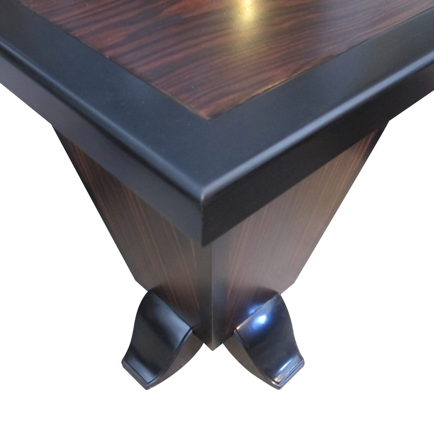 French Art Deco Walnut Veneer Side Table with Inverted Pyramid Base