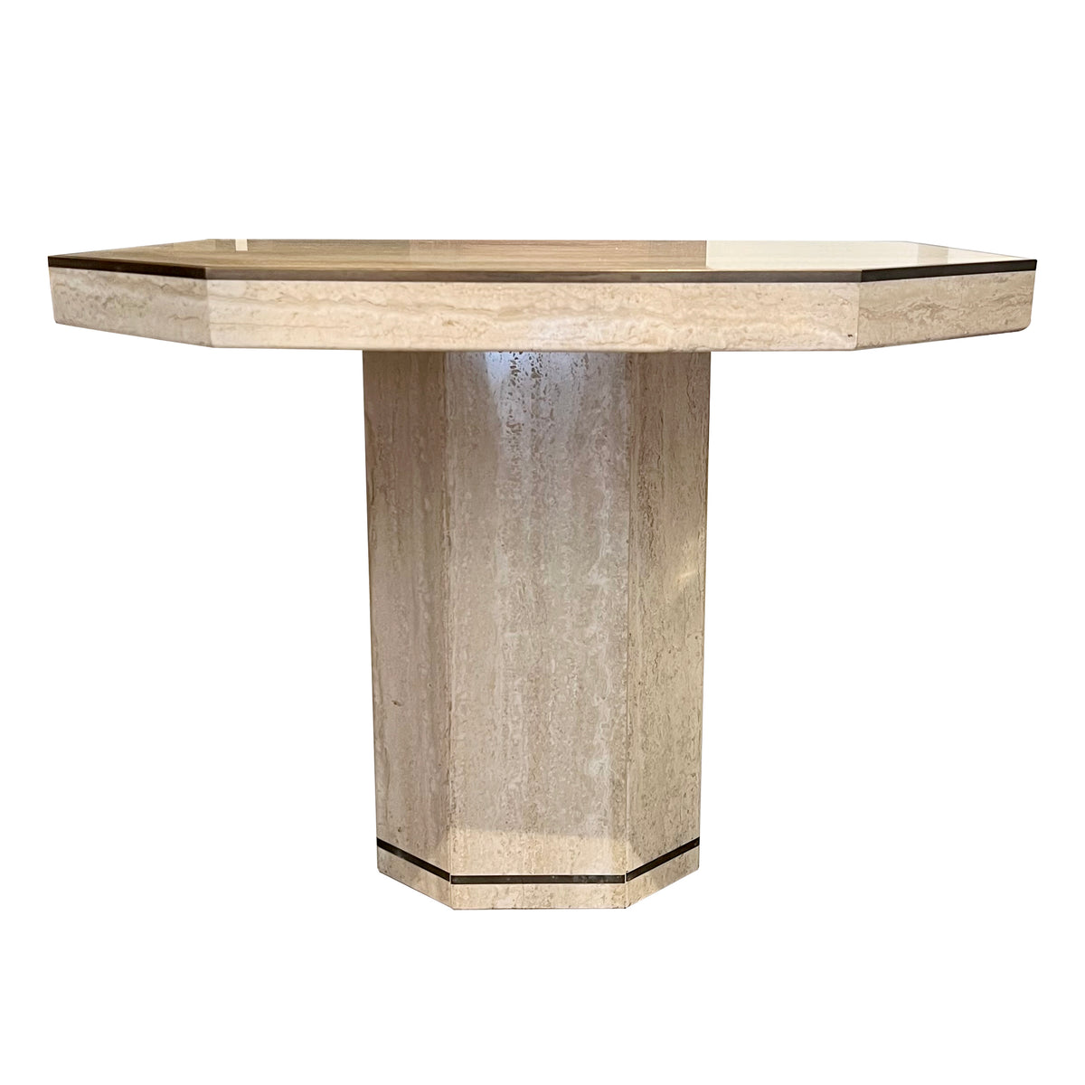 Pair of Vintage Travertine Tables by Willy Rizzo for Jean Charles, 1970s